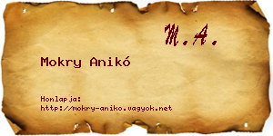 Mokry Anikó névjegykártya